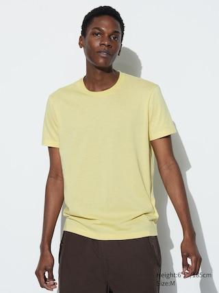 Mens Dry Color Crew Neck T-Shirt with Quick-Drying Yellow 3XL UNIQLO US Product Image