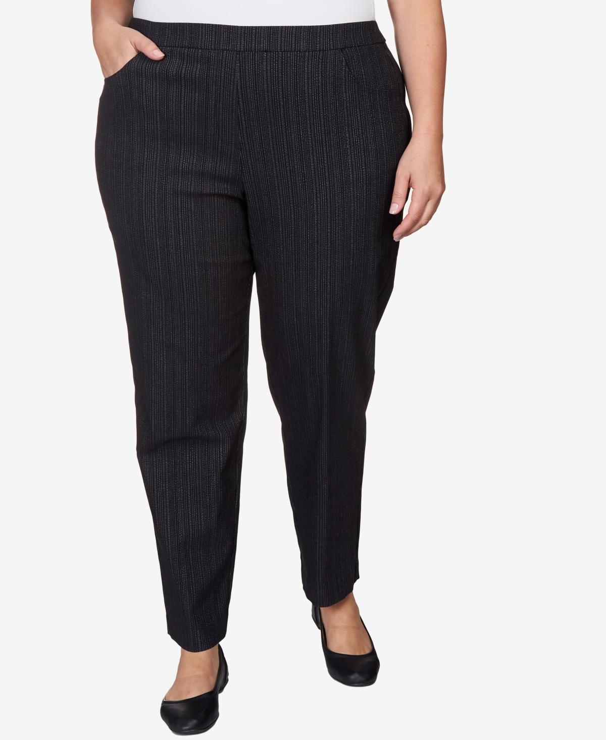 Alfred Dunner Plus Size World Traveler Slim Fit Pinstripe Average Length Pants Product Image