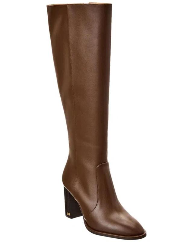 STUART WEITZMAN Ryland Zip 80 Leather Knee-high Boot In Brown Product Image