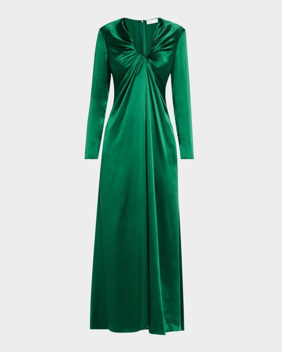 Twisted Long-Sleeve Silk Gown product image