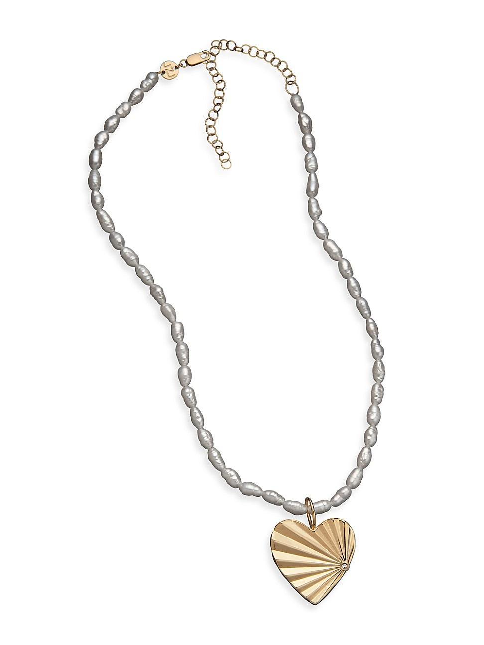 Jennifer Zeuner Nelle Pearl & Diamond Pendant Necklace Product Image