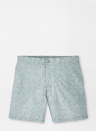 Peter Millar Mens Tropical Leaves Swim Trunk | Color: Sage Fog | Size: L Product Image