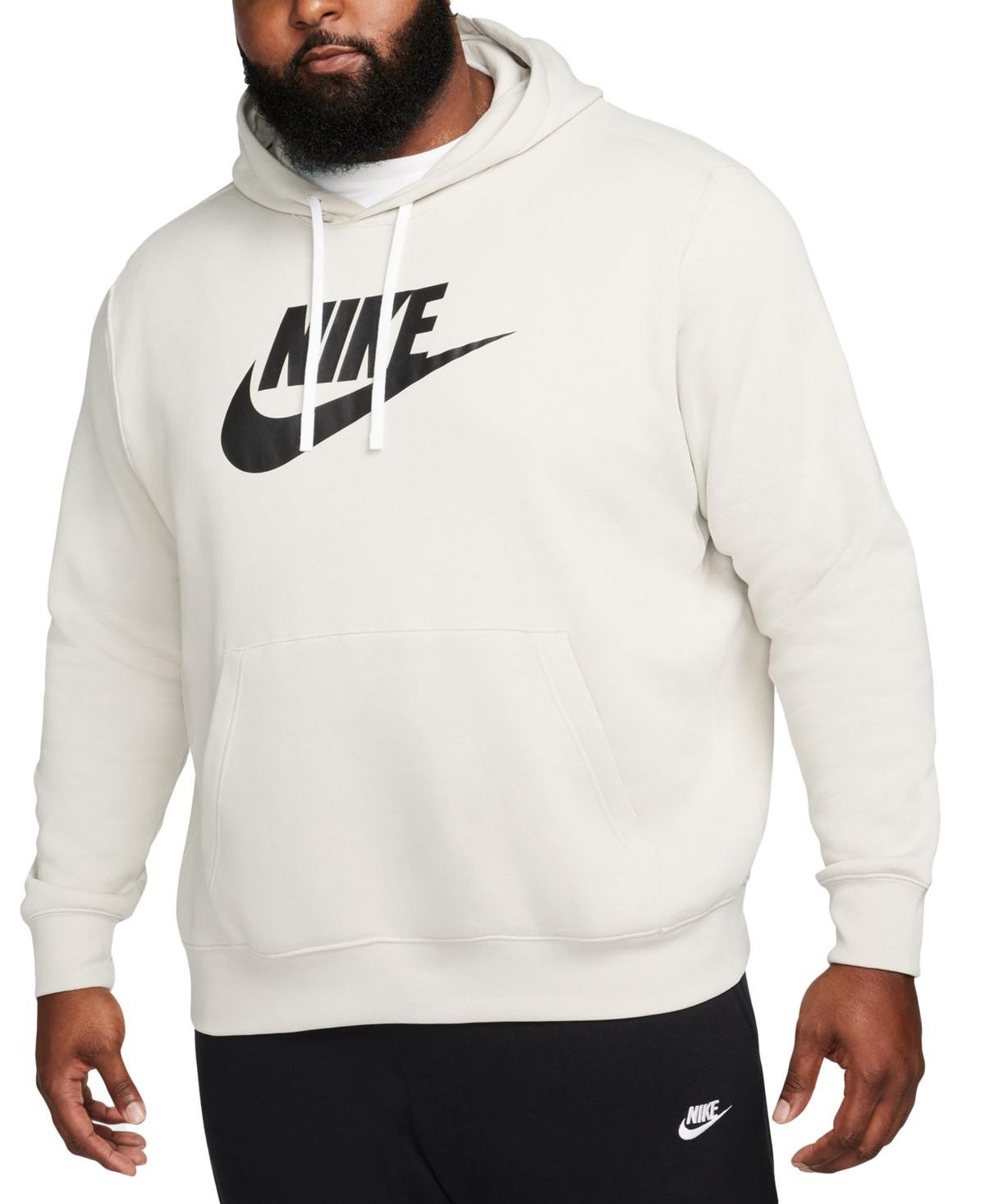 Mens Nike Sportswear Club Logo Pullover Hoodie Grey Product Image