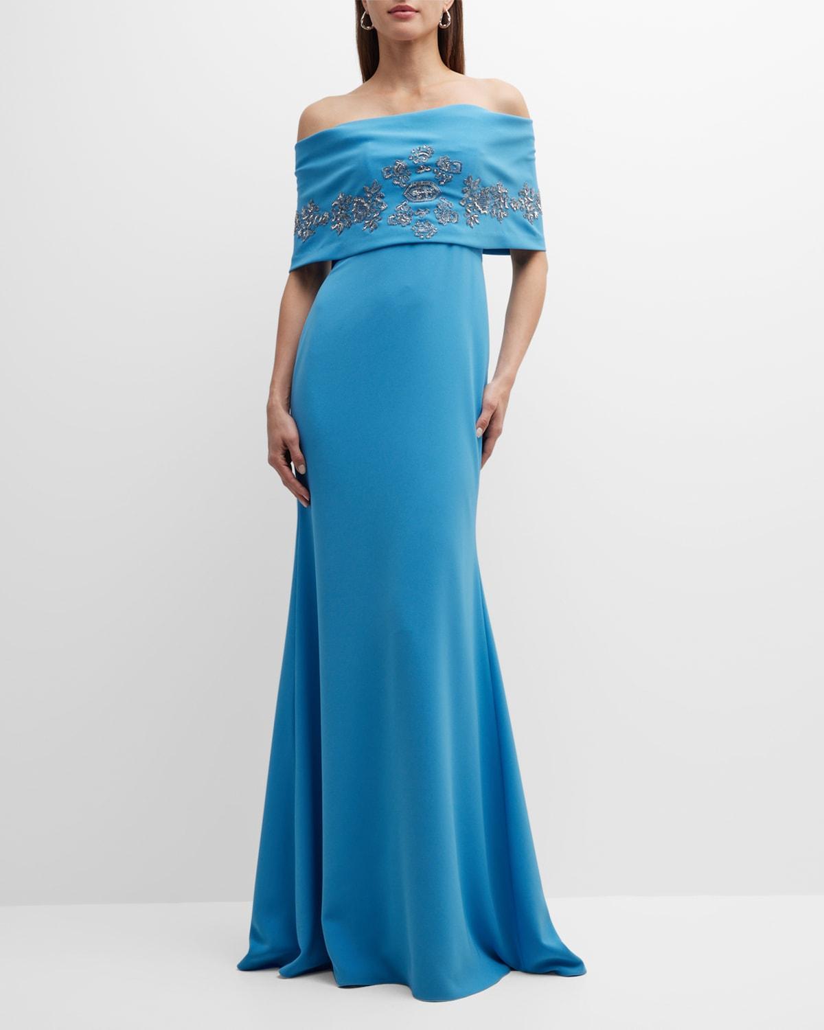 Womens Embellished Off-The-Shoulder Gown Product Image