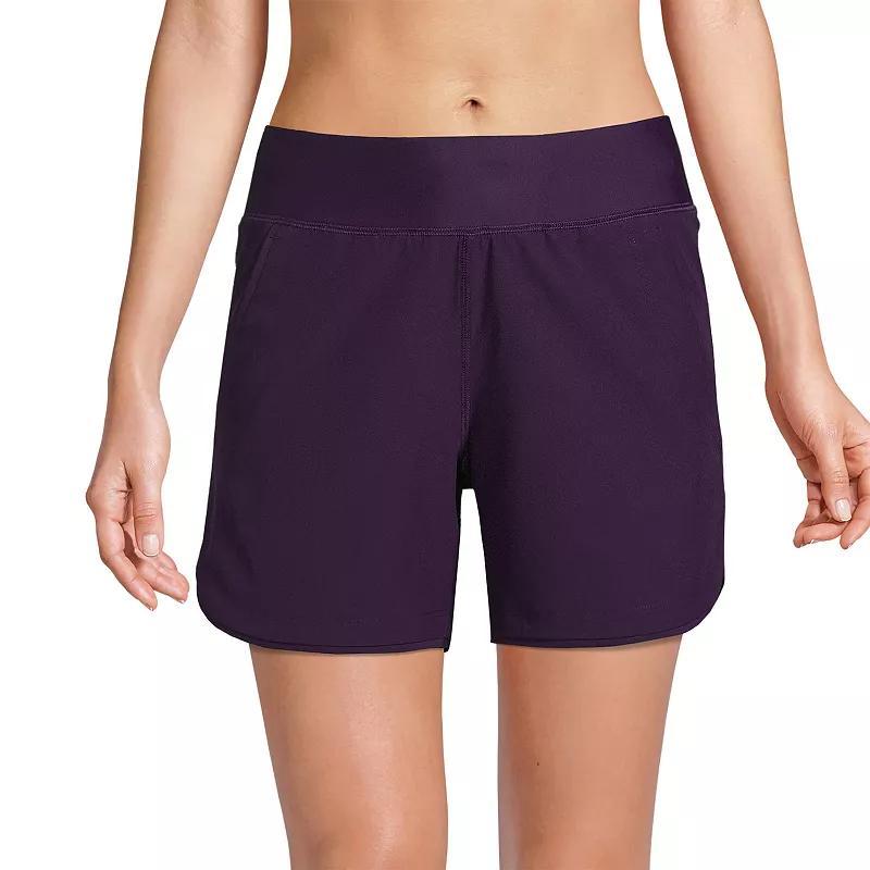 Womens Lands End Curvy Fit 5 Quick Dry Swim Shorts Deep Blue Product Image