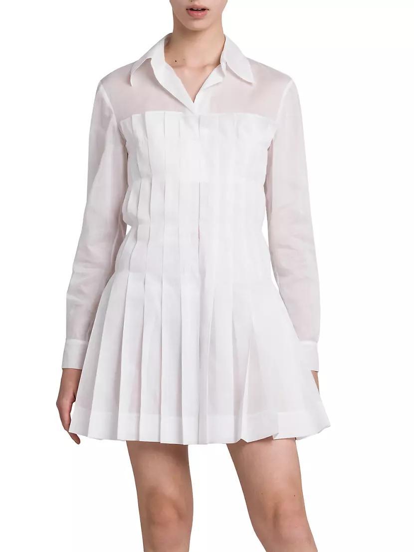 Pleated Cotton Mini Shirtdress Product Image