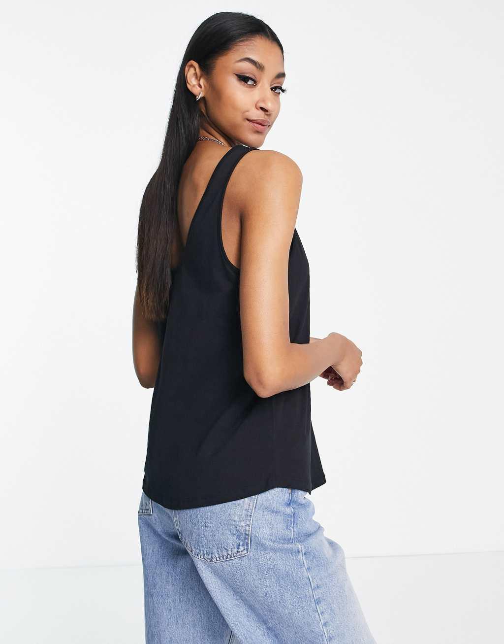 ASOS DESIGN Tall ultimate tank top with scoop neck in cotton in black - BLACK Product Image