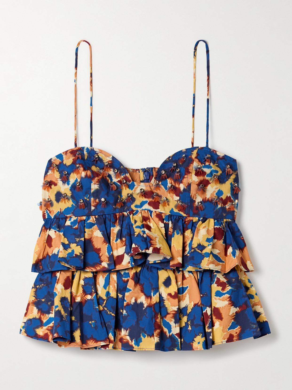 ULLA JOHNSON Lucia Top In Blue Product Image