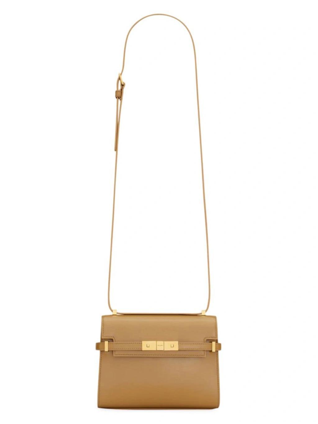 SAINT LAURENT Women Mini Manhattan Leather Crossbody Bag In Tabac Brown Product Image