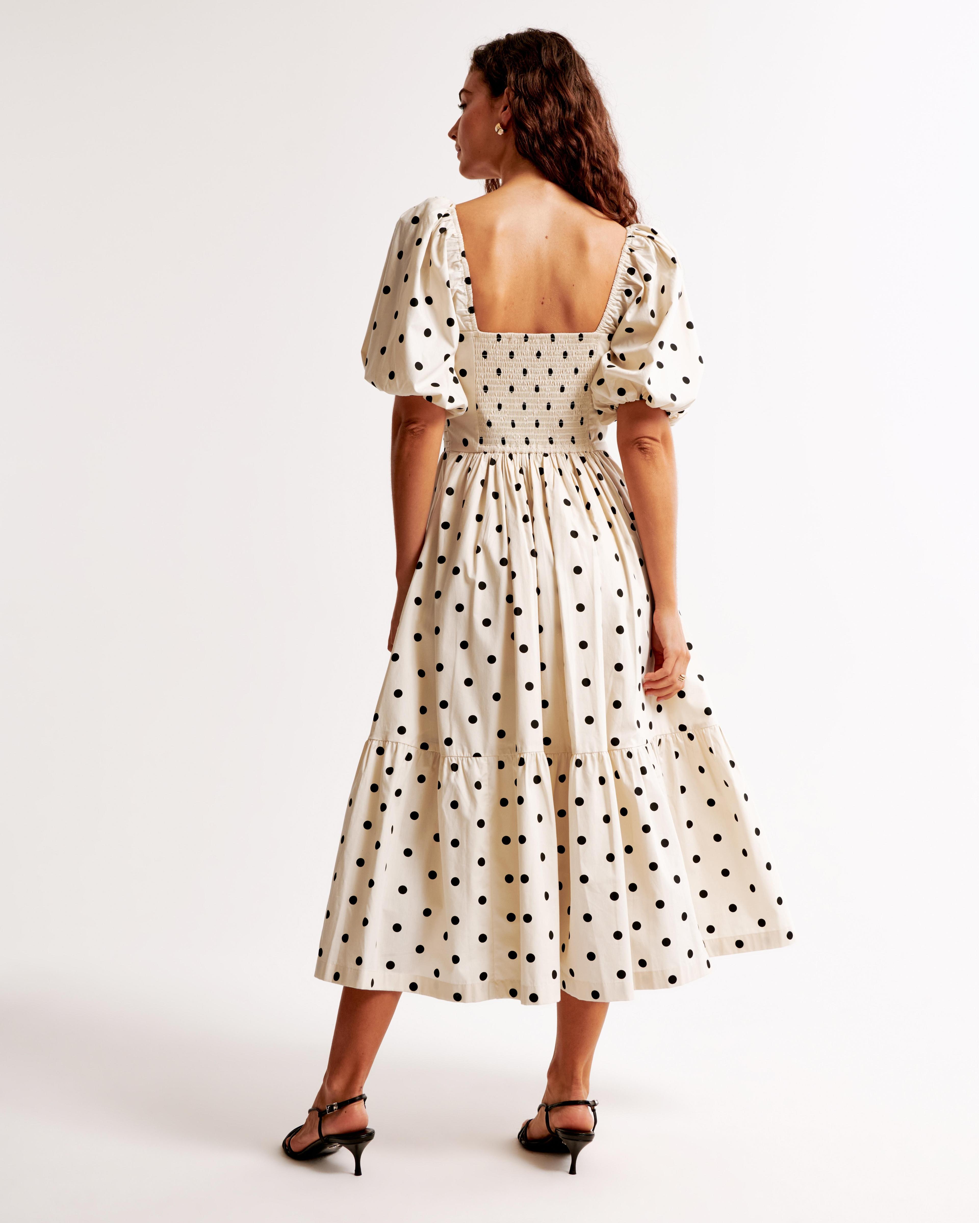 The A&F Emerson Poplin Puff Sleeve Midi Dress Product Image