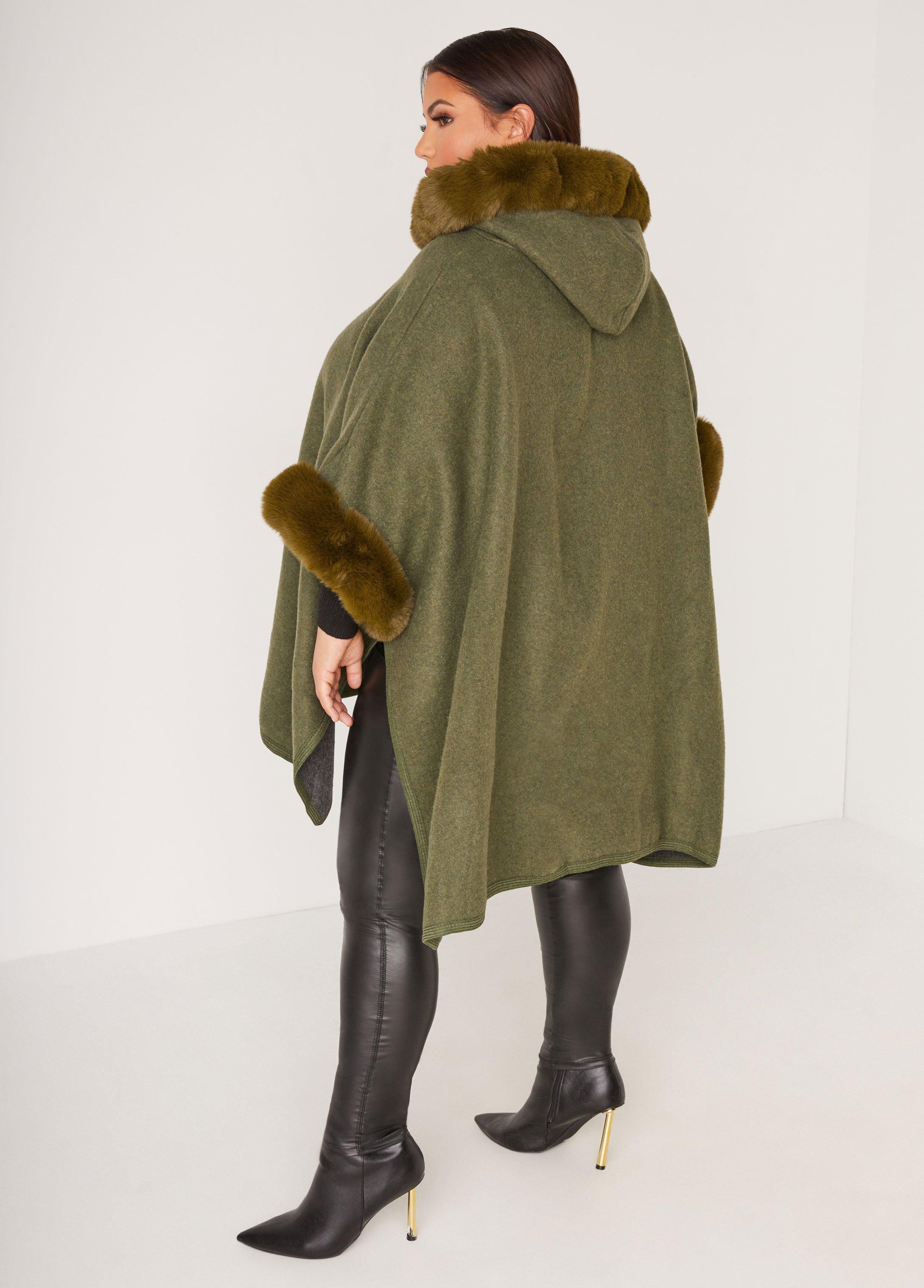 Faux Fur Trimmed Poncho Product Image