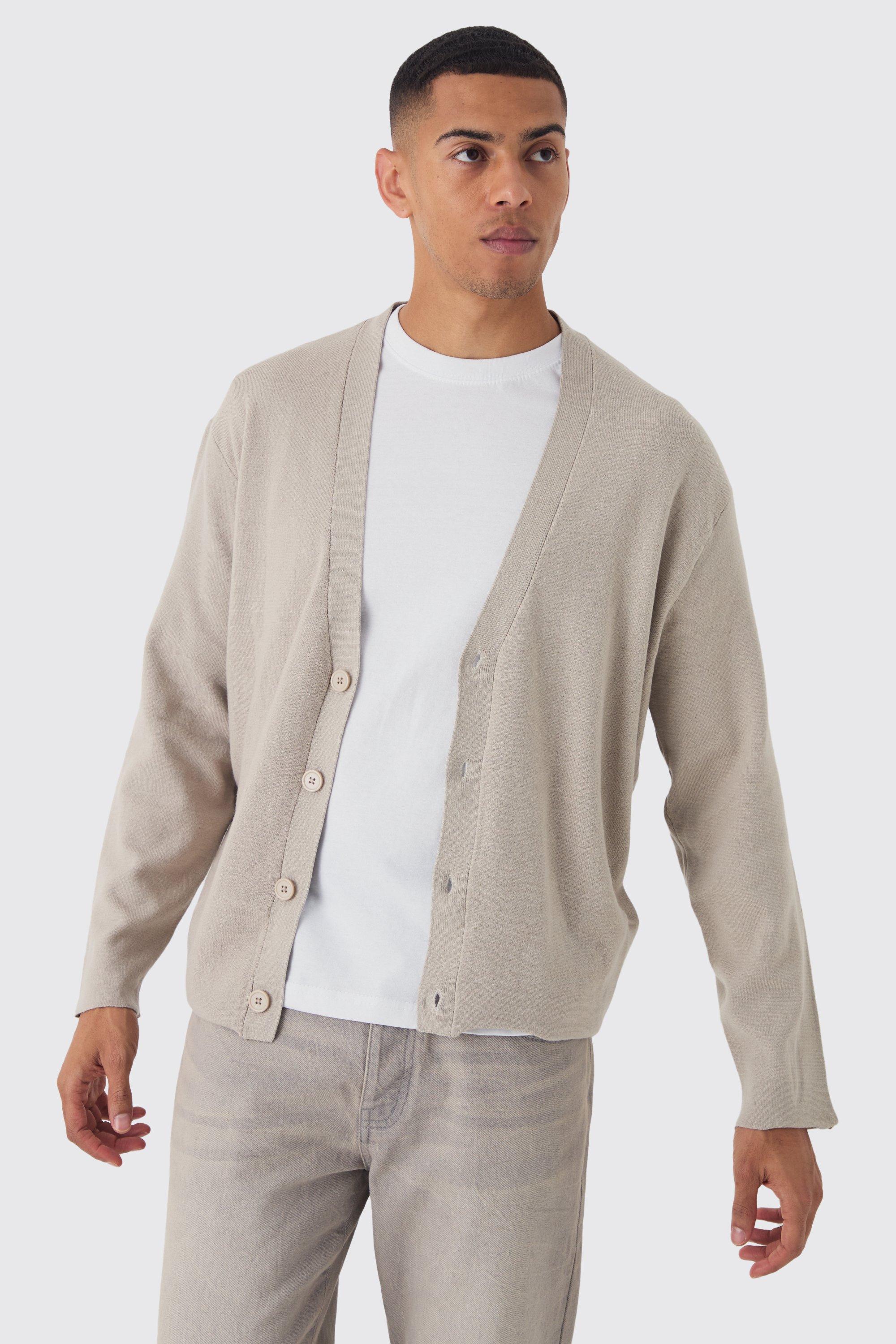 Boxy Fit Knitted Cardigan | boohooMAN USA Product Image