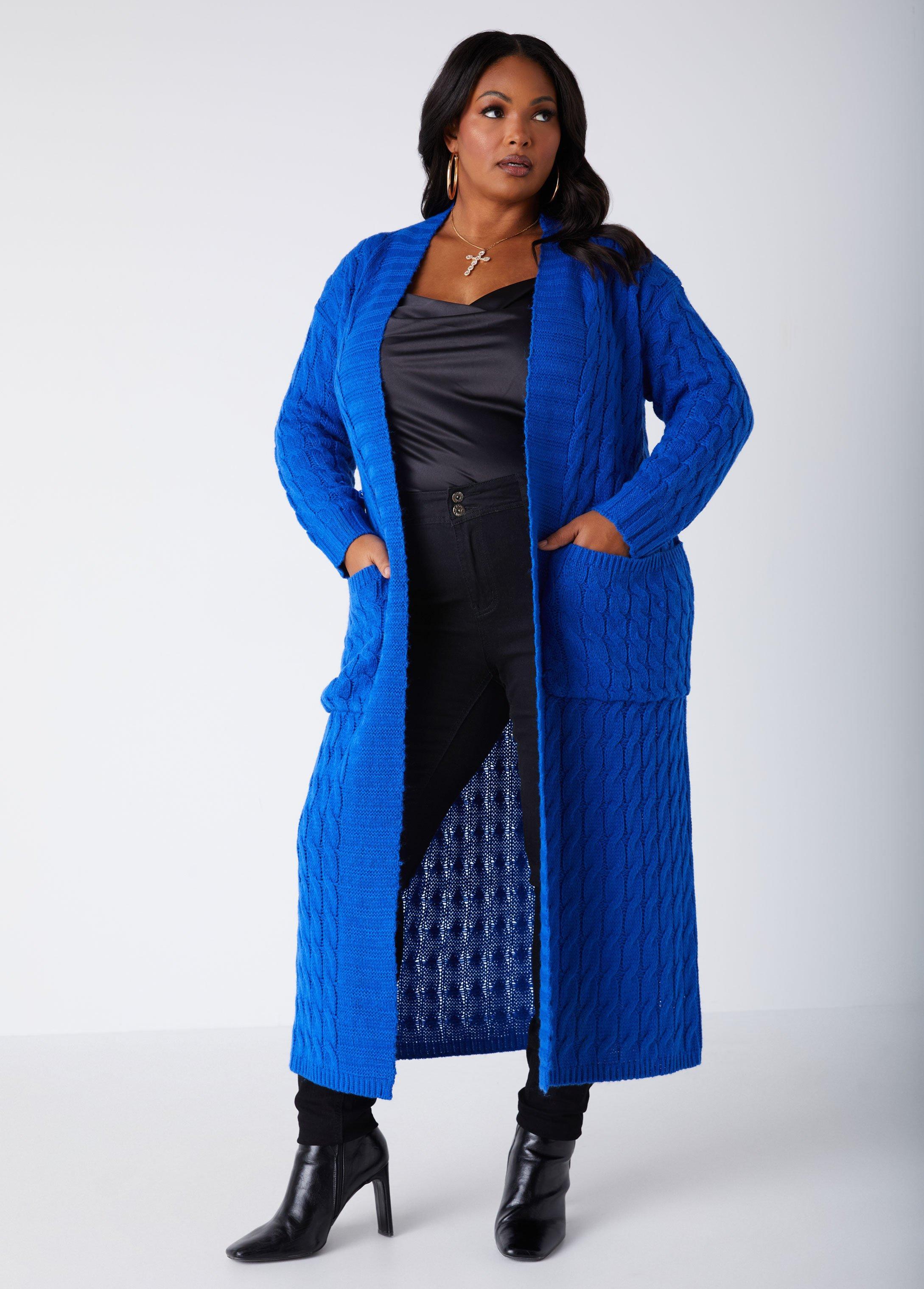 Plus Size Open Front Cable Knit Duster, - Ashley Stewart Product Image