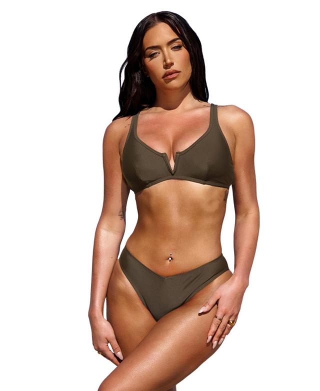 Cupshe Womens X Stassie Oasis V-Wire Bralette & V-Cut Cheeky Bikini Set Product Image