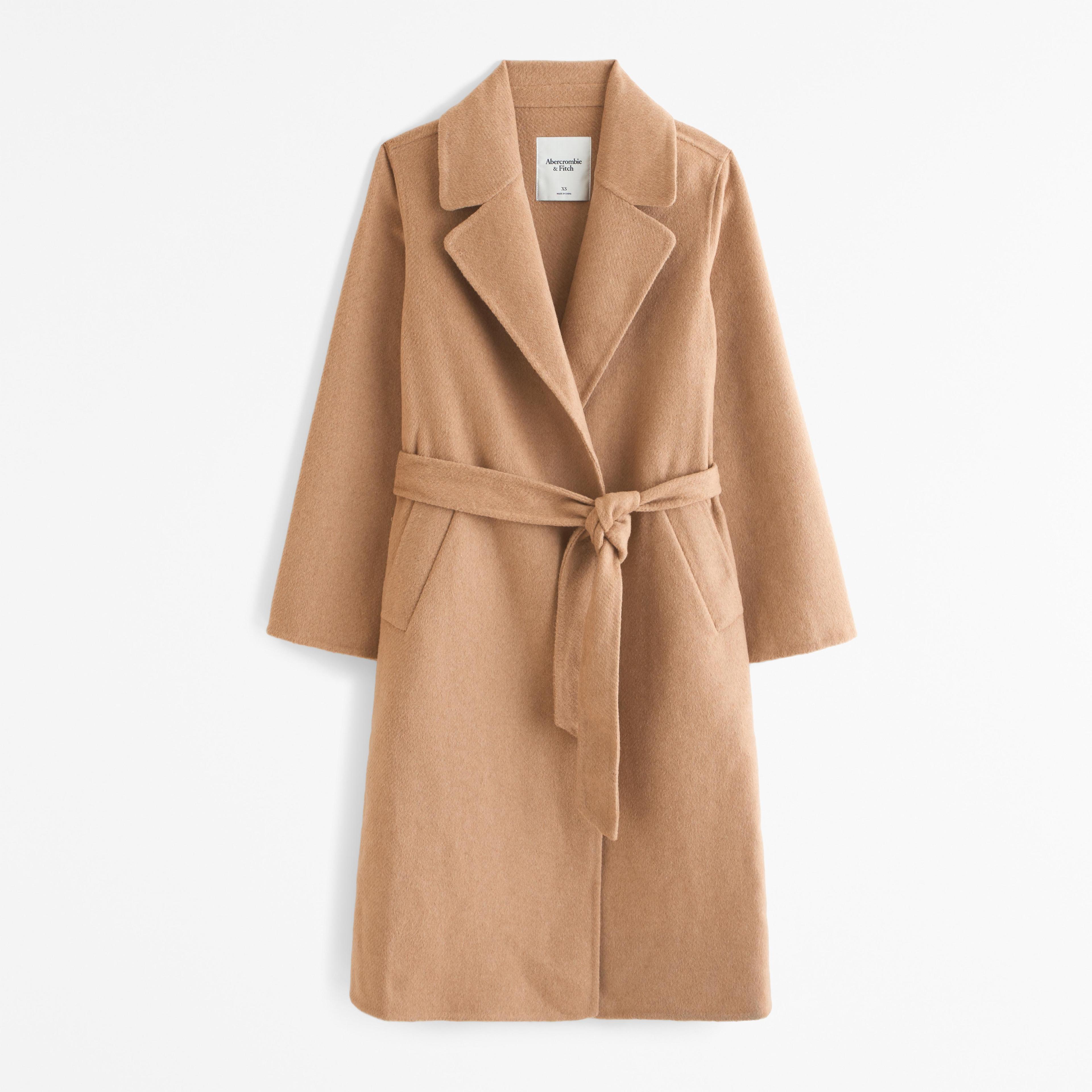 Double-Cloth Belted Wool-Blend Coat Product Image