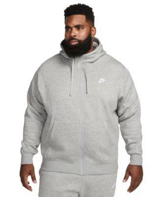 Nike Mens Nike Club Full-Zip Hoodie - Mens White/Dark Grey Heather Product Image