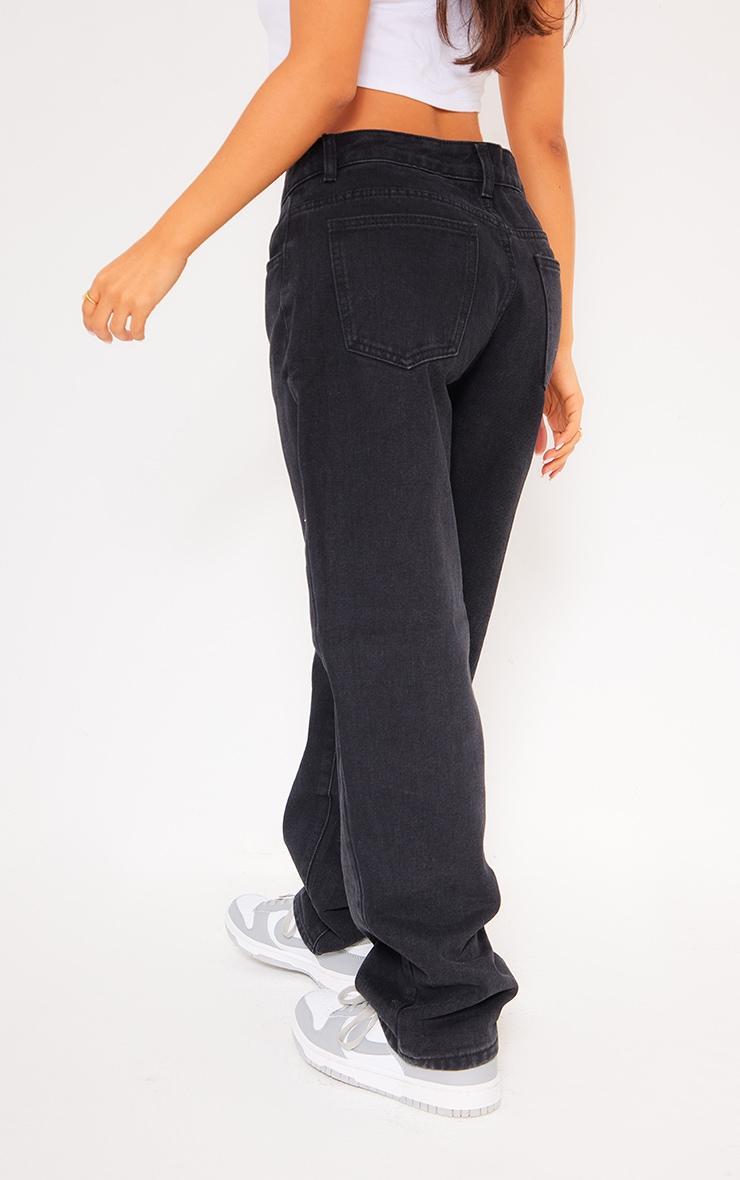 PRETTYLITTLETHING Petite Washed Black Boyfriend Jeans Product Image