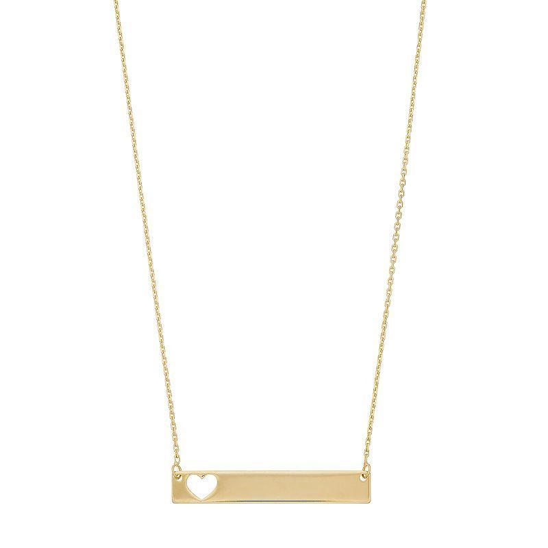 14k Gold Cutout Heart Bar Link Necklace, Womens Product Image