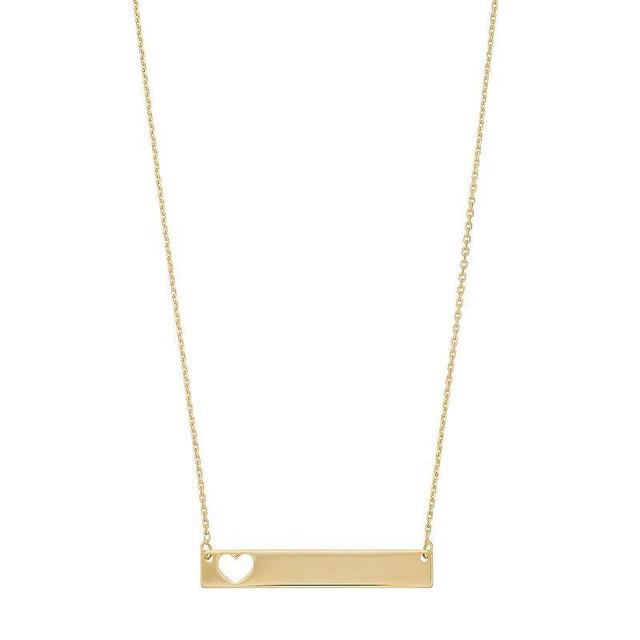 14k Gold Cutout Heart Bar Link Necklace, Womens Product Image