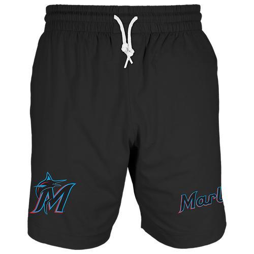 New Era Mens Marlins 7 Fitted OTC Shorts - Black/Black Product Image