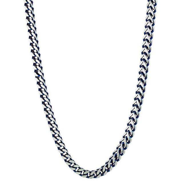 Mens LYNX Stainless Steel Foxtail Chain Necklace Blue Product Image