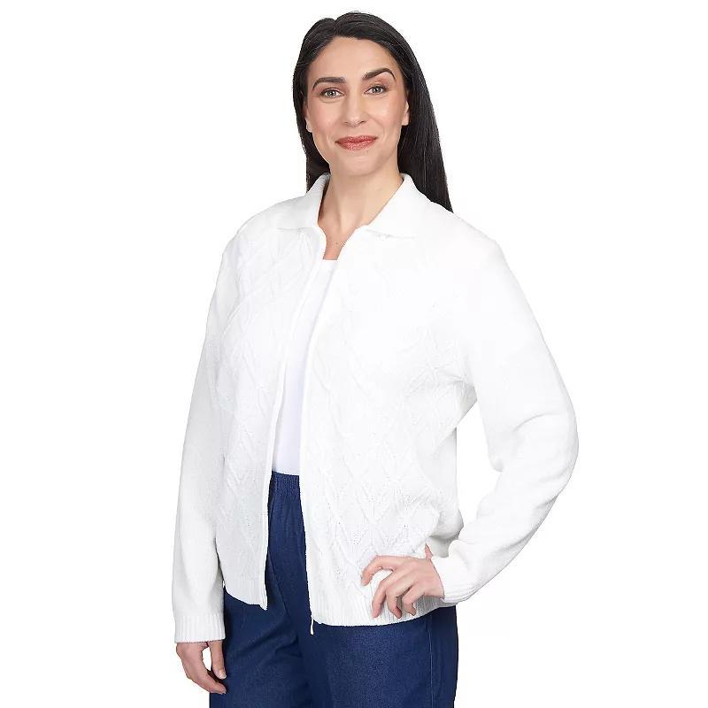 Womens Alfred Dunner Classic Zip-Up Cardigan Product Image