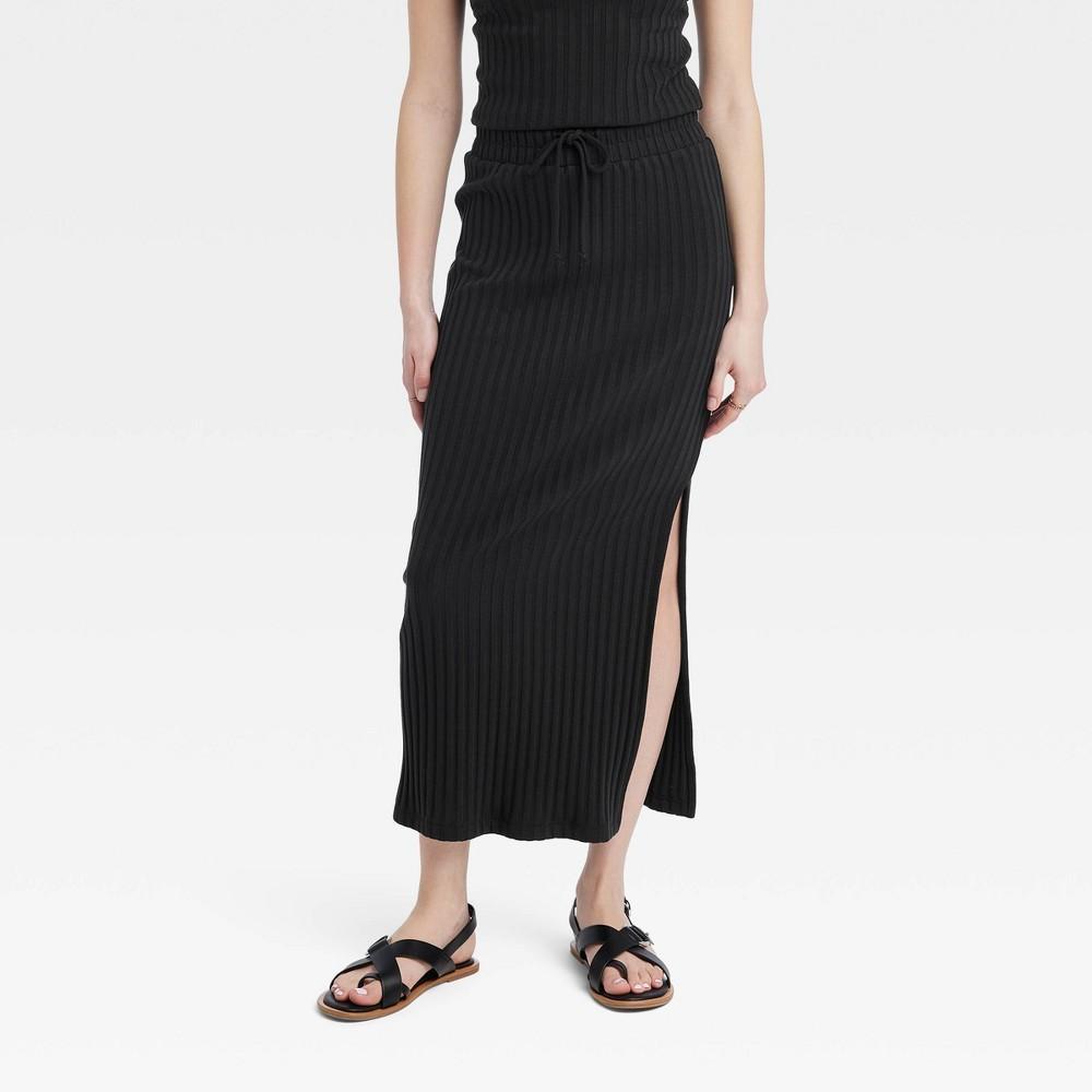 Womens Rib Knit Midi Skirt - Universal Thread Black XS product image