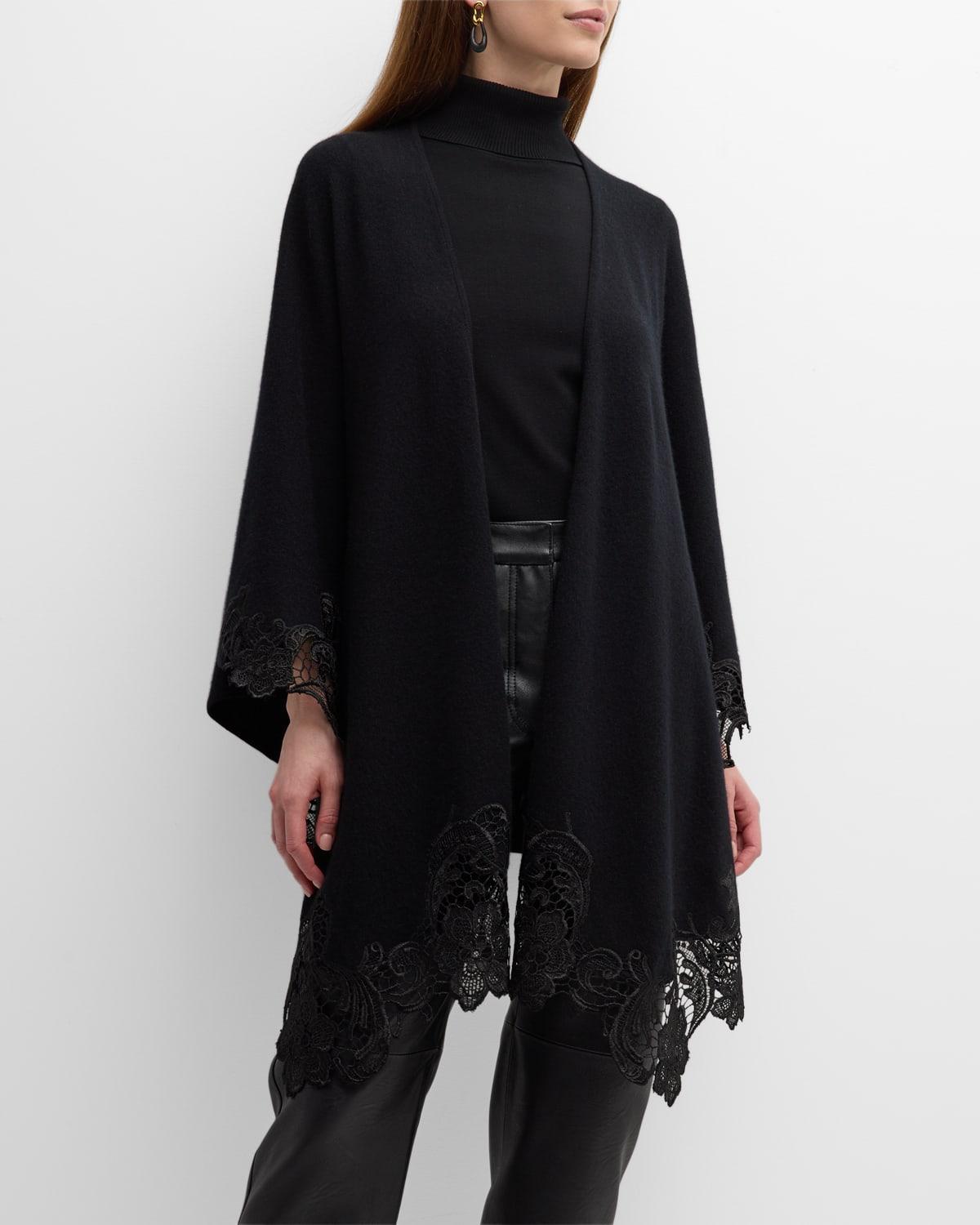 Cashmere Cape With Lace Trim Product Image