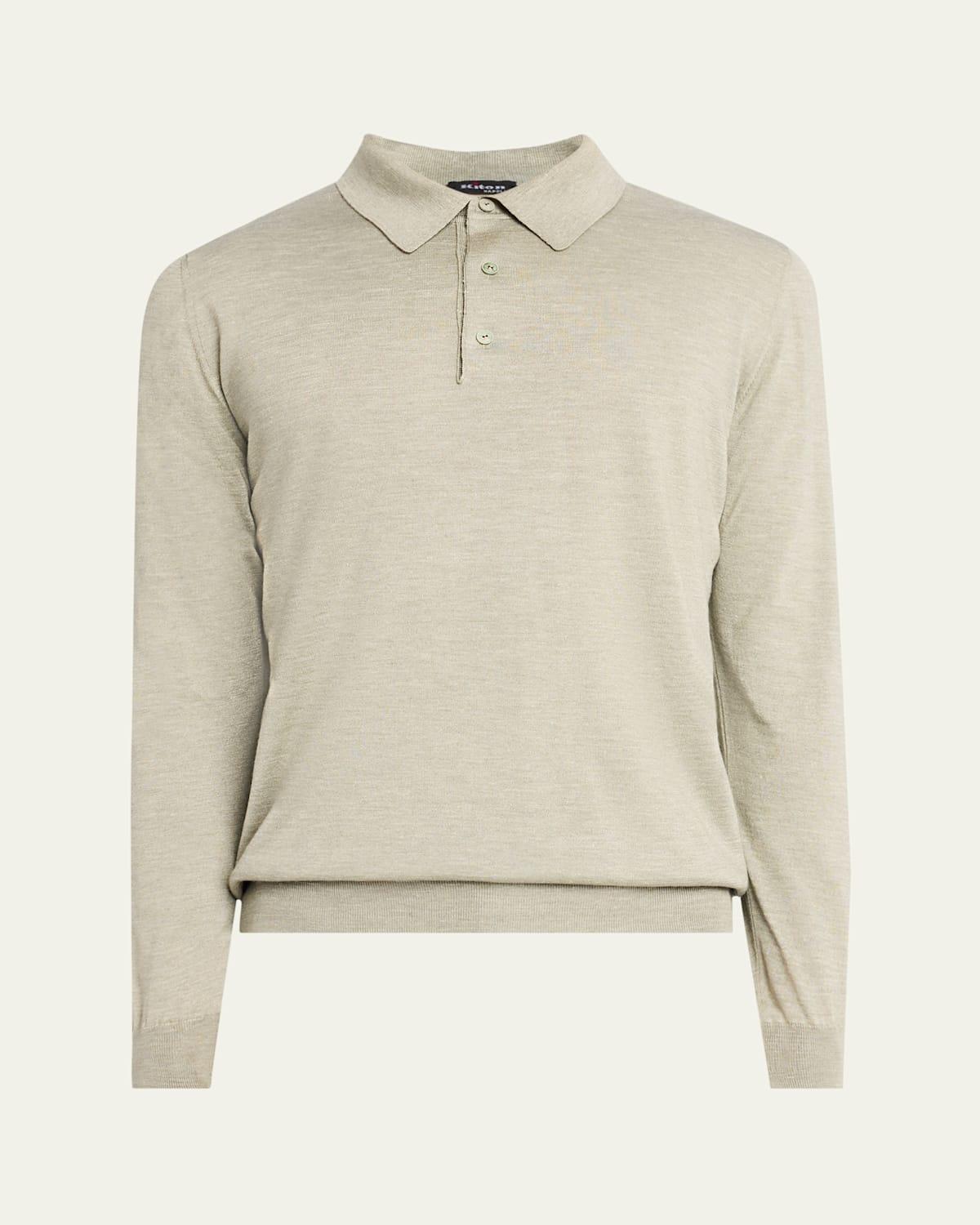 Mens Silk, Cashmere and Linen Polo Sweater Product Image