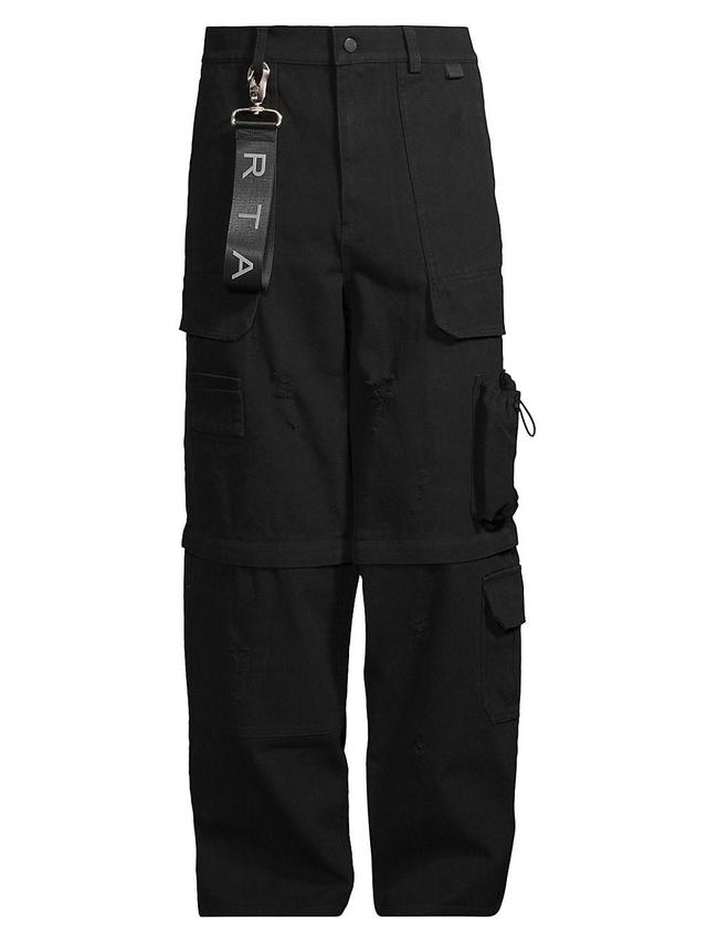 Mens Denim Wide-Leg Cargo Pants Product Image