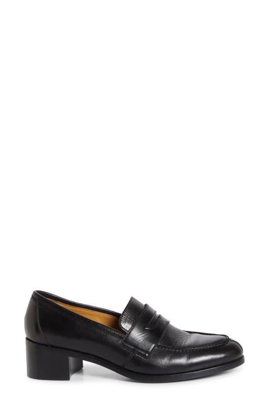 THE ROW Park Leather Heeled Penny Loafers In Black Product Image