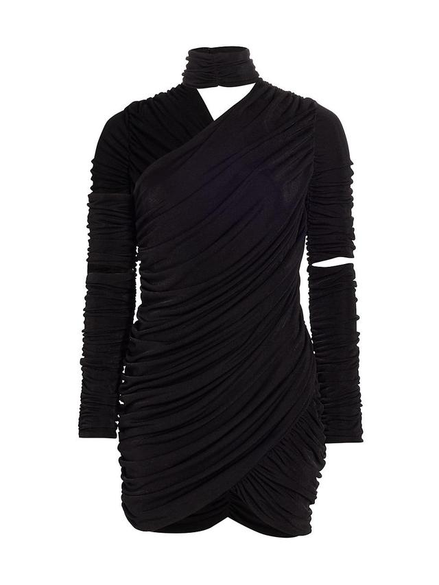 Womens Asymmetric Ruched Jersey Minidress Product Image