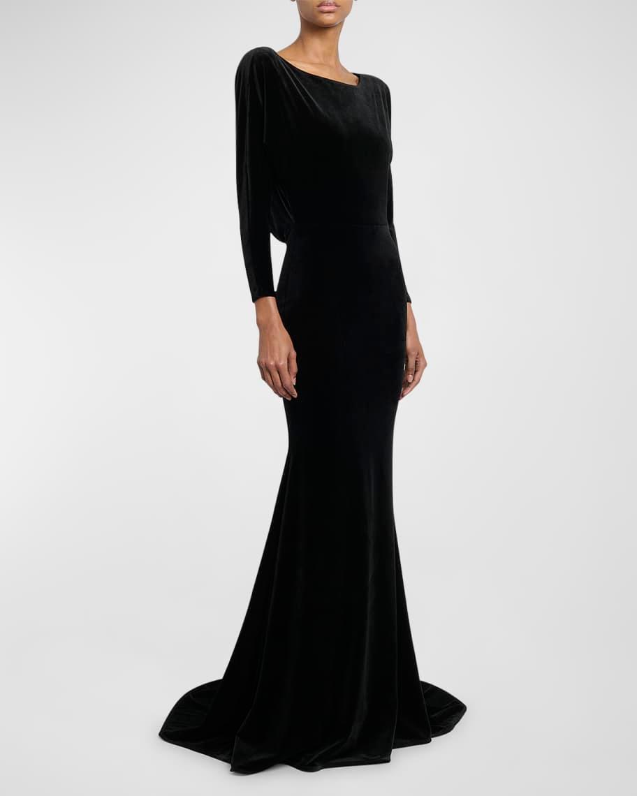 Velvet Gown with Open Cowl Back Product Image