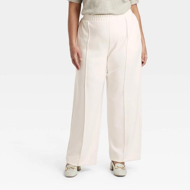 Womens High-Rise Straight Leg Pull-On Pants - A New Day Cream XXL Product Image