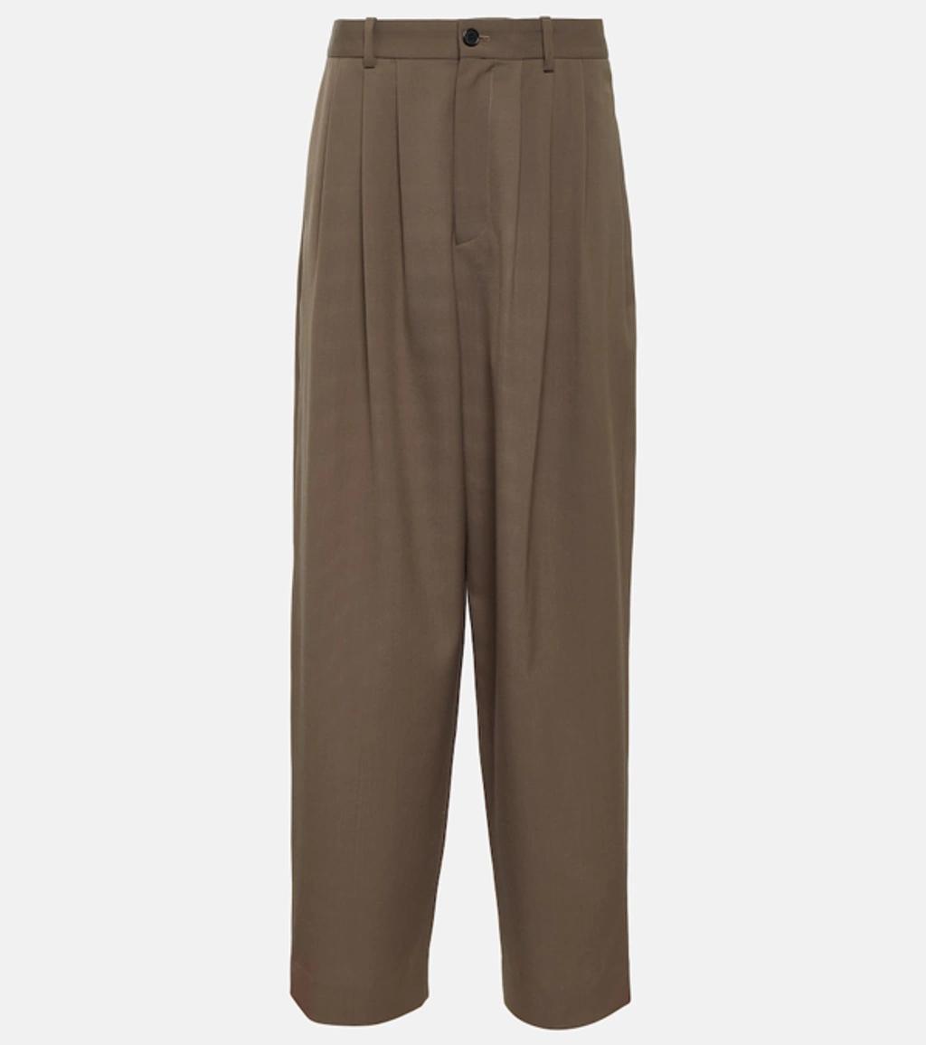 Rufos Oversized Pleated Wool-blend Wide-leg Pants In Taupe product image