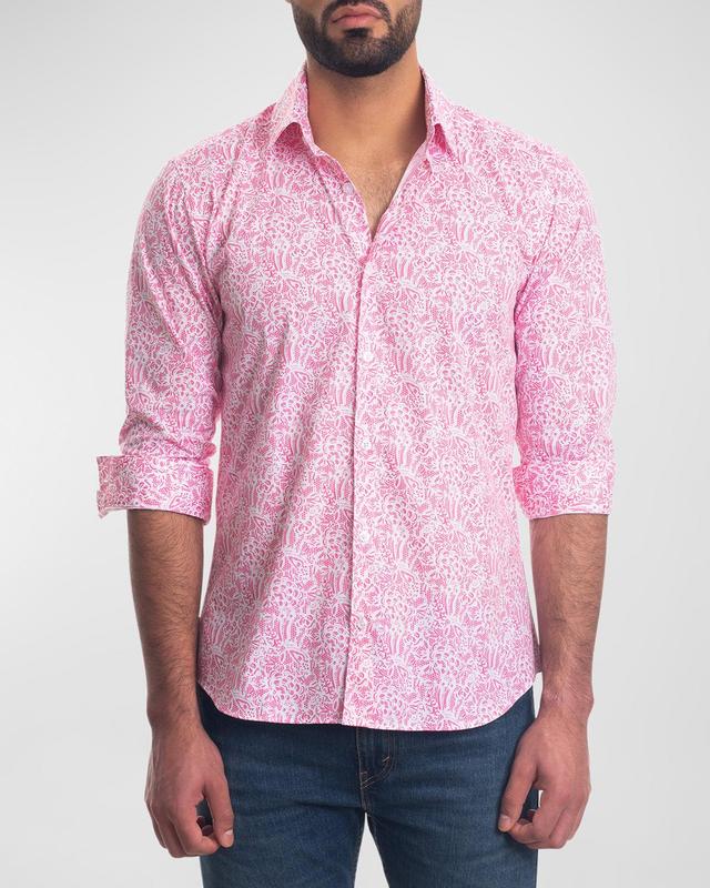 Jared Lang Mens Floral Shirt - Pink Paisley Product Image