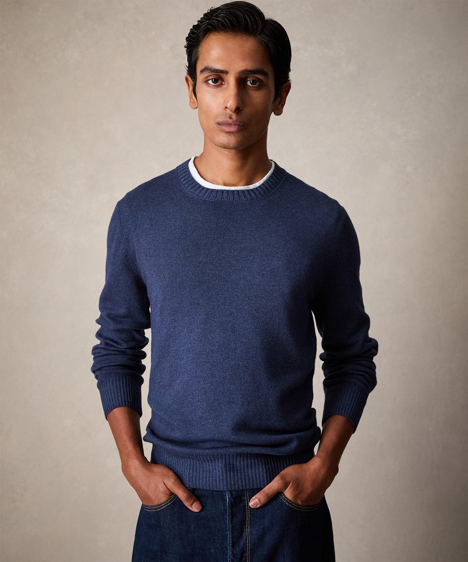 Italian Garment Dyed Wool Cashmere Crewneck Sweater Product Image