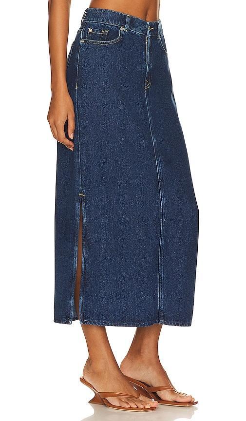 Denim Side-Slit Maxi Skirt Product Image