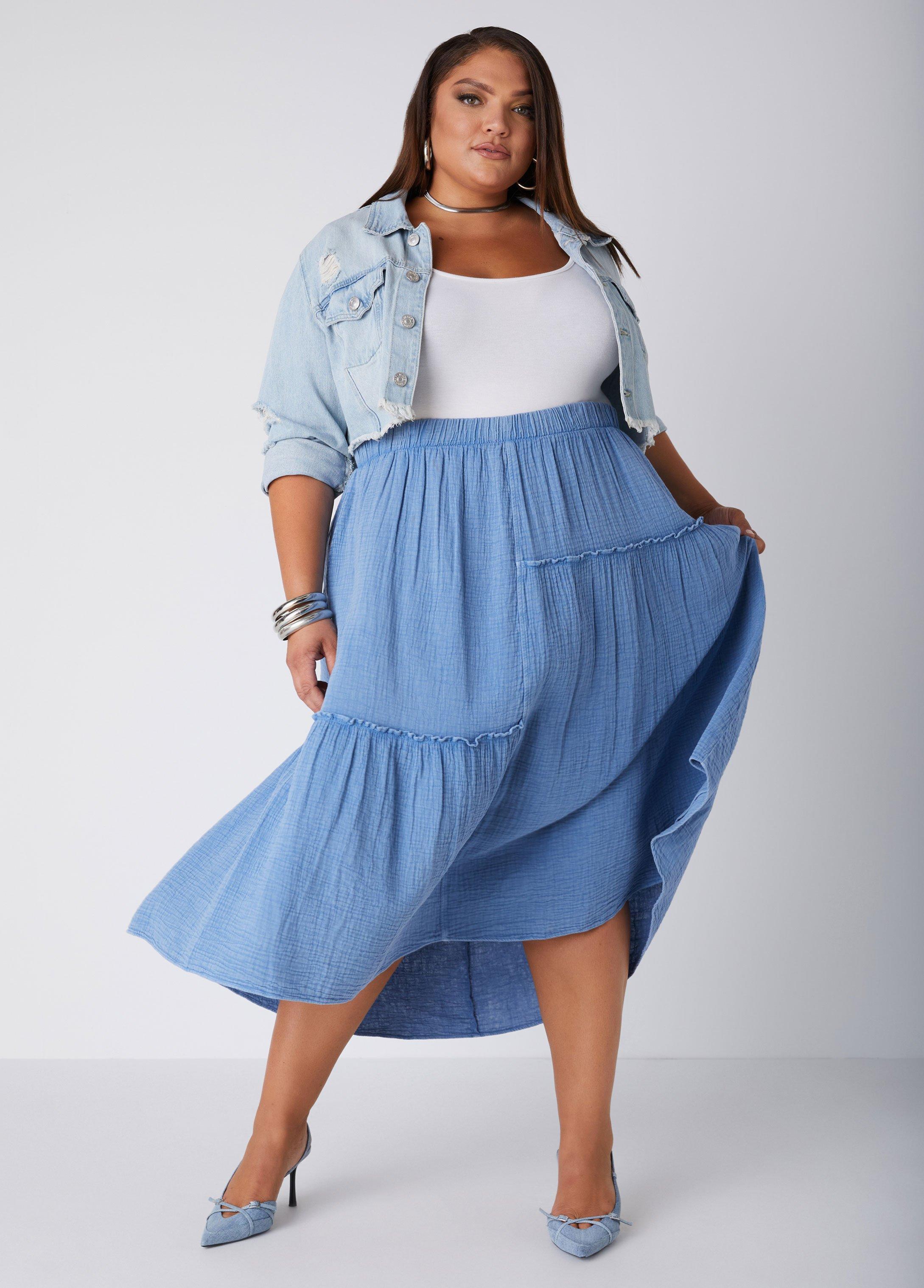 Plus Size Cotton Gauze Midaxi Skirt Ashley Stewart Product Image