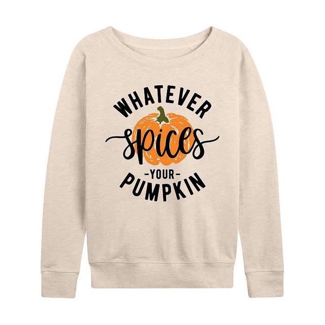 Womens Whatever Spices Your Pumpkin Slouchy Graphic Sweatshirt, Girls Product Image