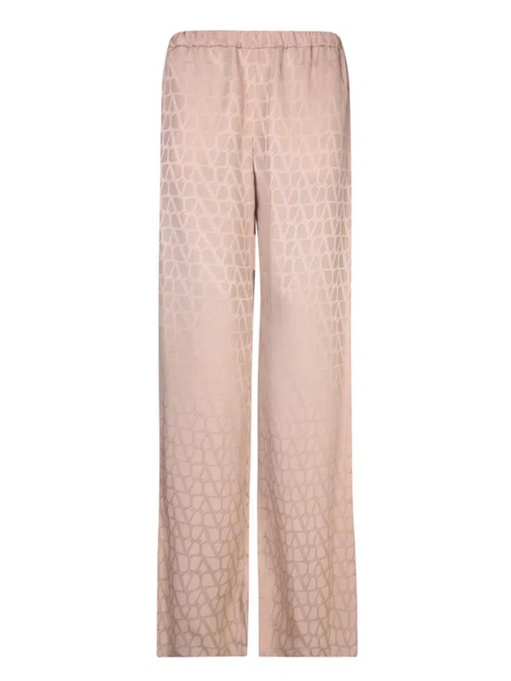 VALENTINO Jacquard Powder Trousers In Pink Product Image