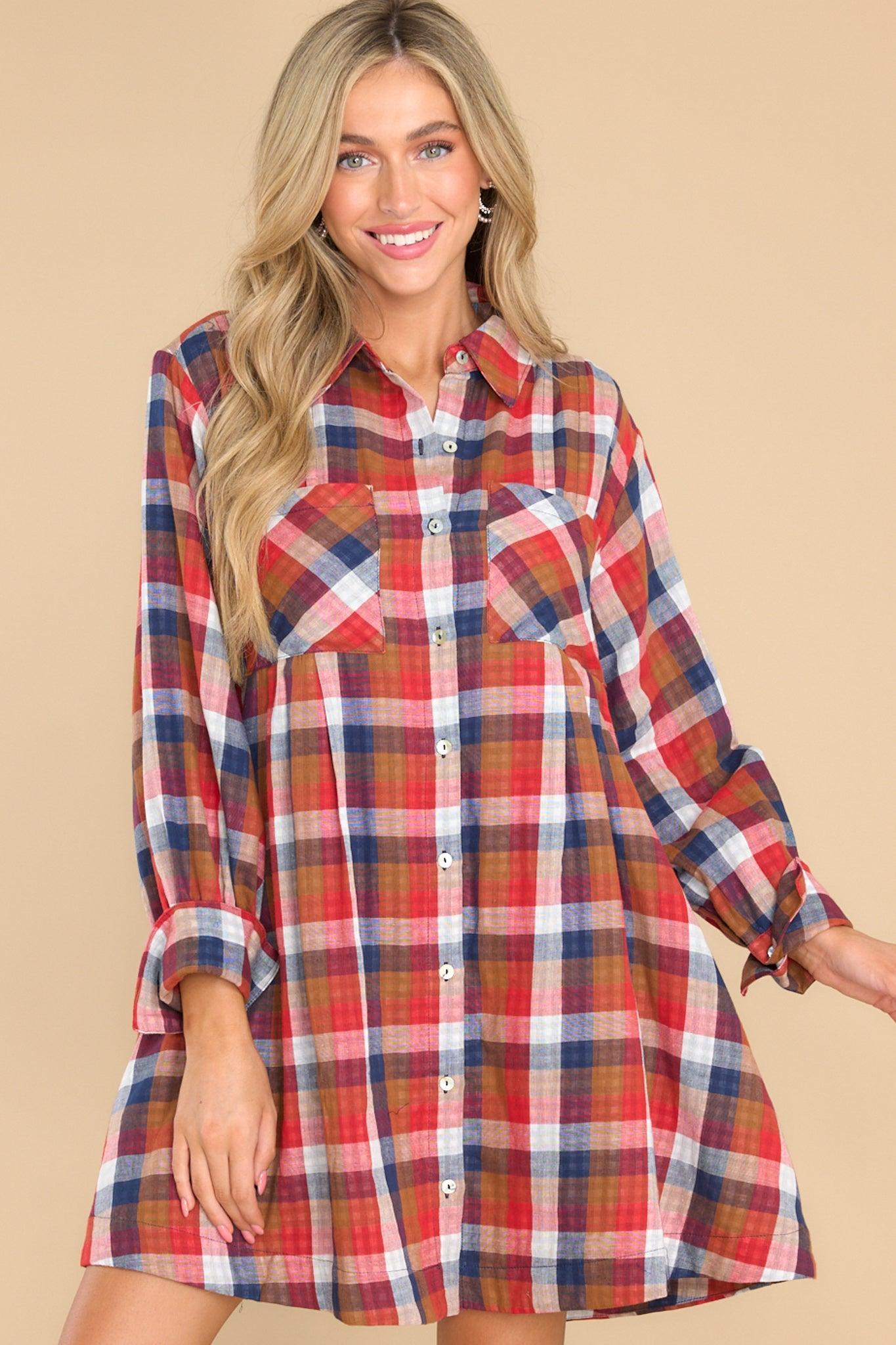 Aura Gliding By Red Multi Plaid Dress Product Image