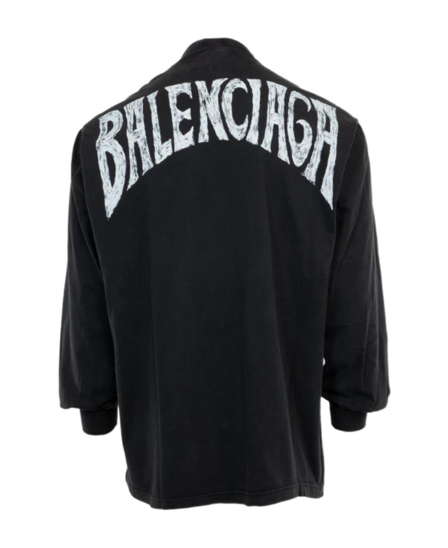 BALENCIAGA Logo-print Long-sleeve T-shirt In Black Product Image