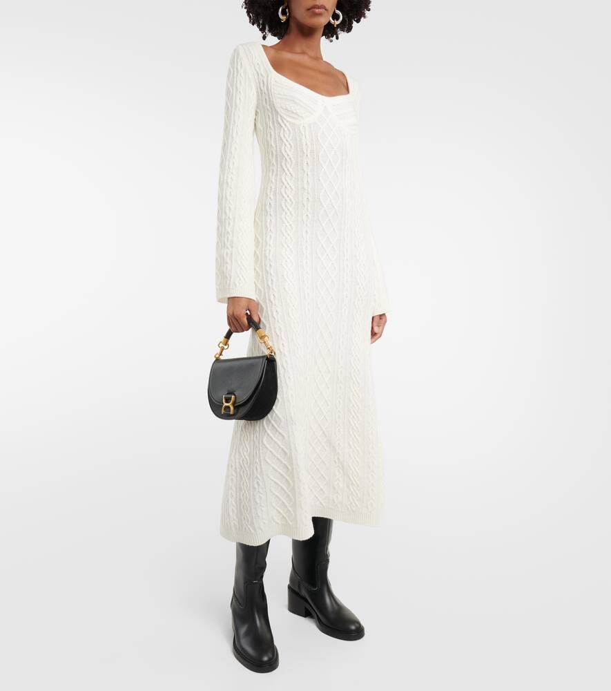 CHLOÉ Cable-knit Wool And Cashmere Midi Dress In Neutrals Product Image