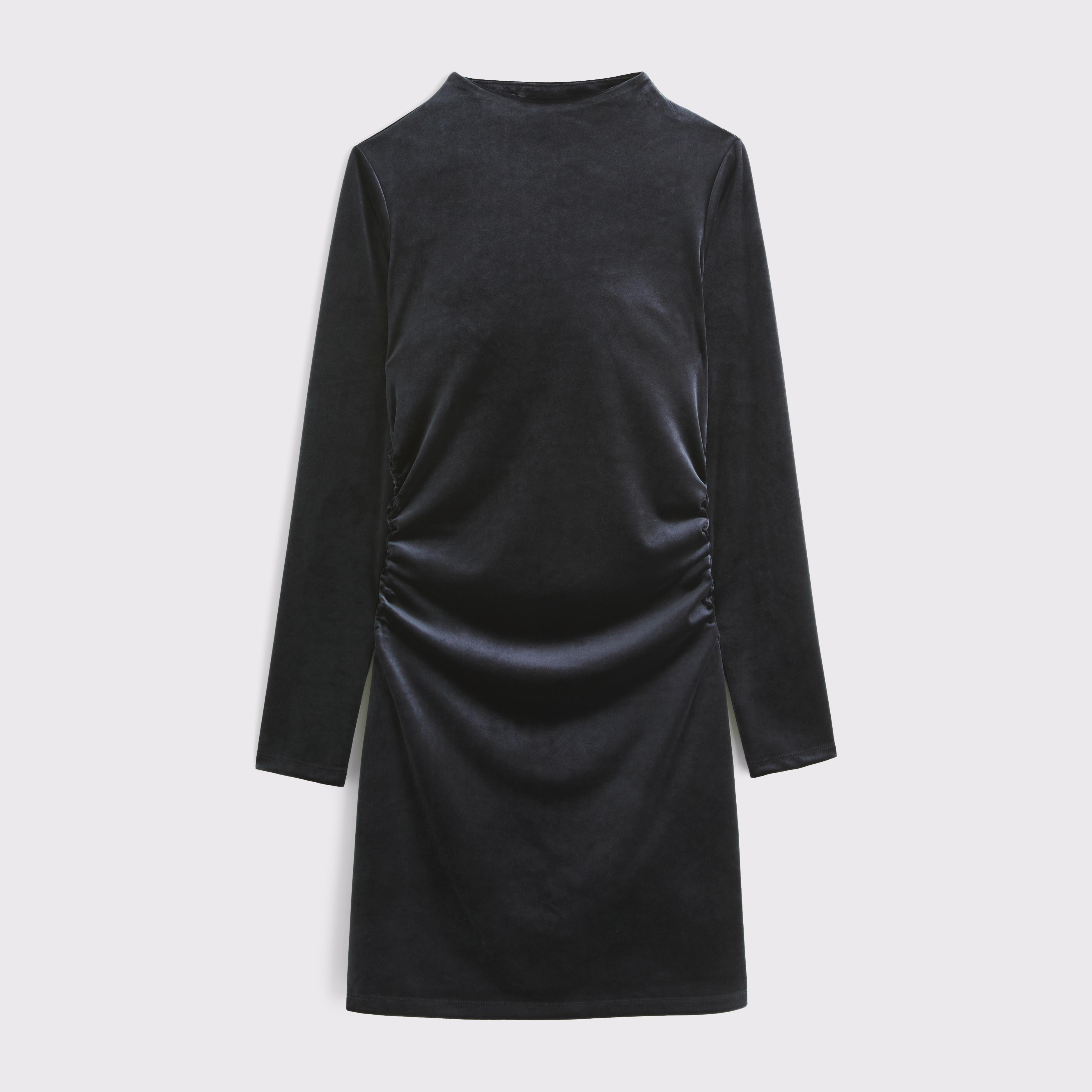 The A&F Paloma Long-Sleeve Velvet Mini Dress Product Image