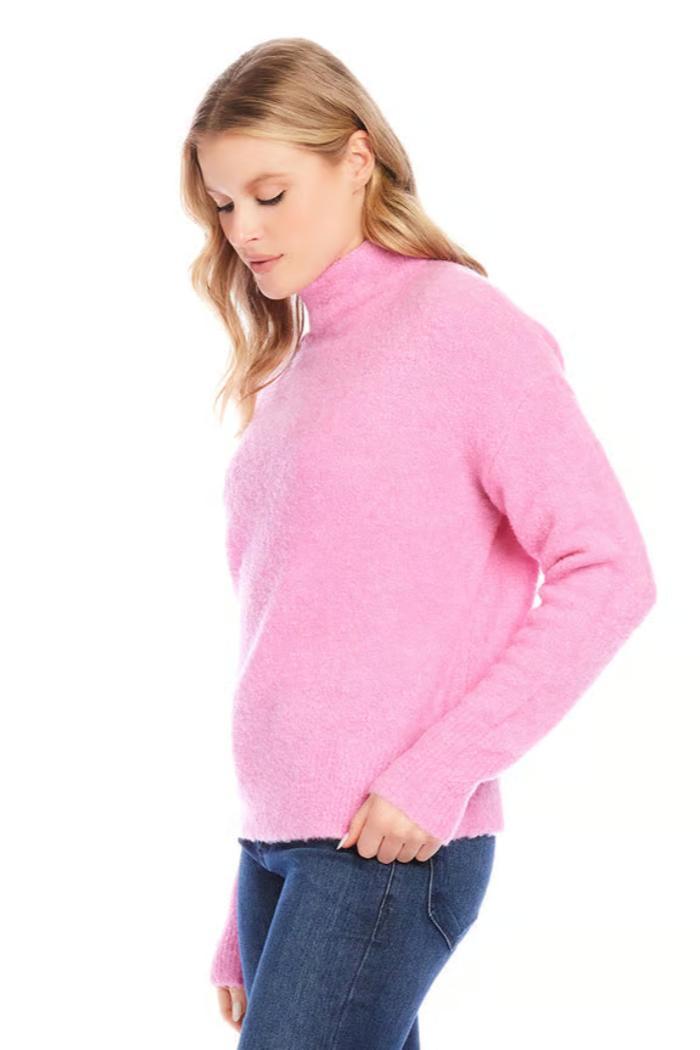 Mock Neck Boucle Sweater- Peony Product Image