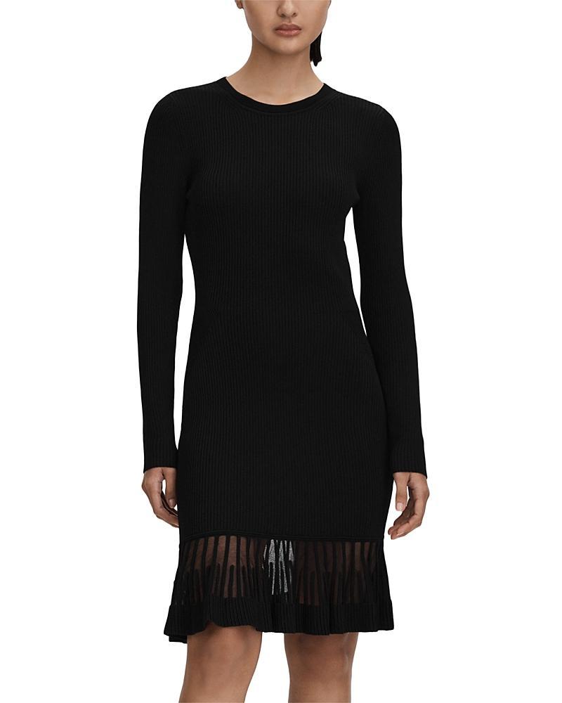 Reiss Teagan Knitted Sheer Hem Dress Product Image