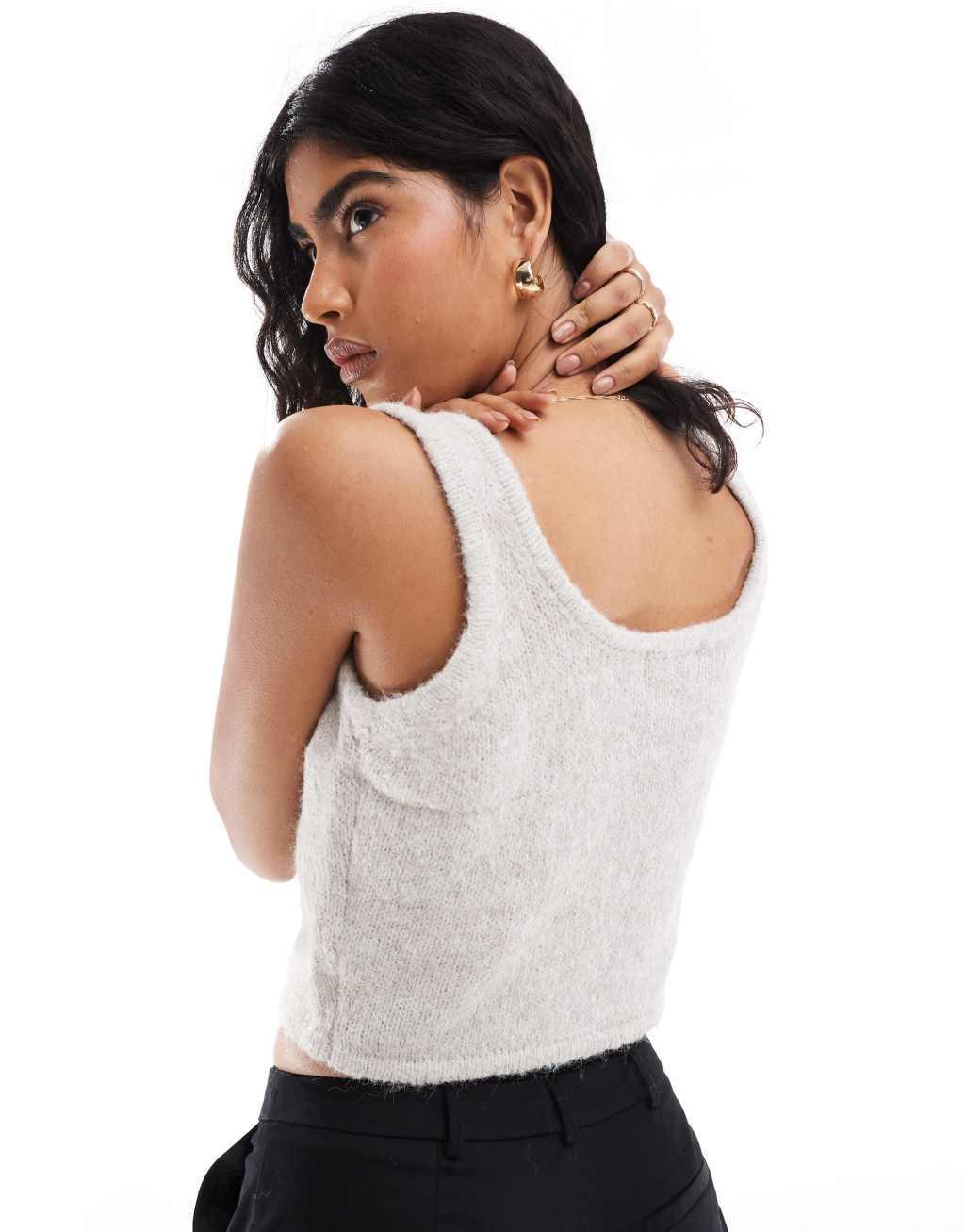 Pieces knit tank top in dove gray - part of a set Product Image