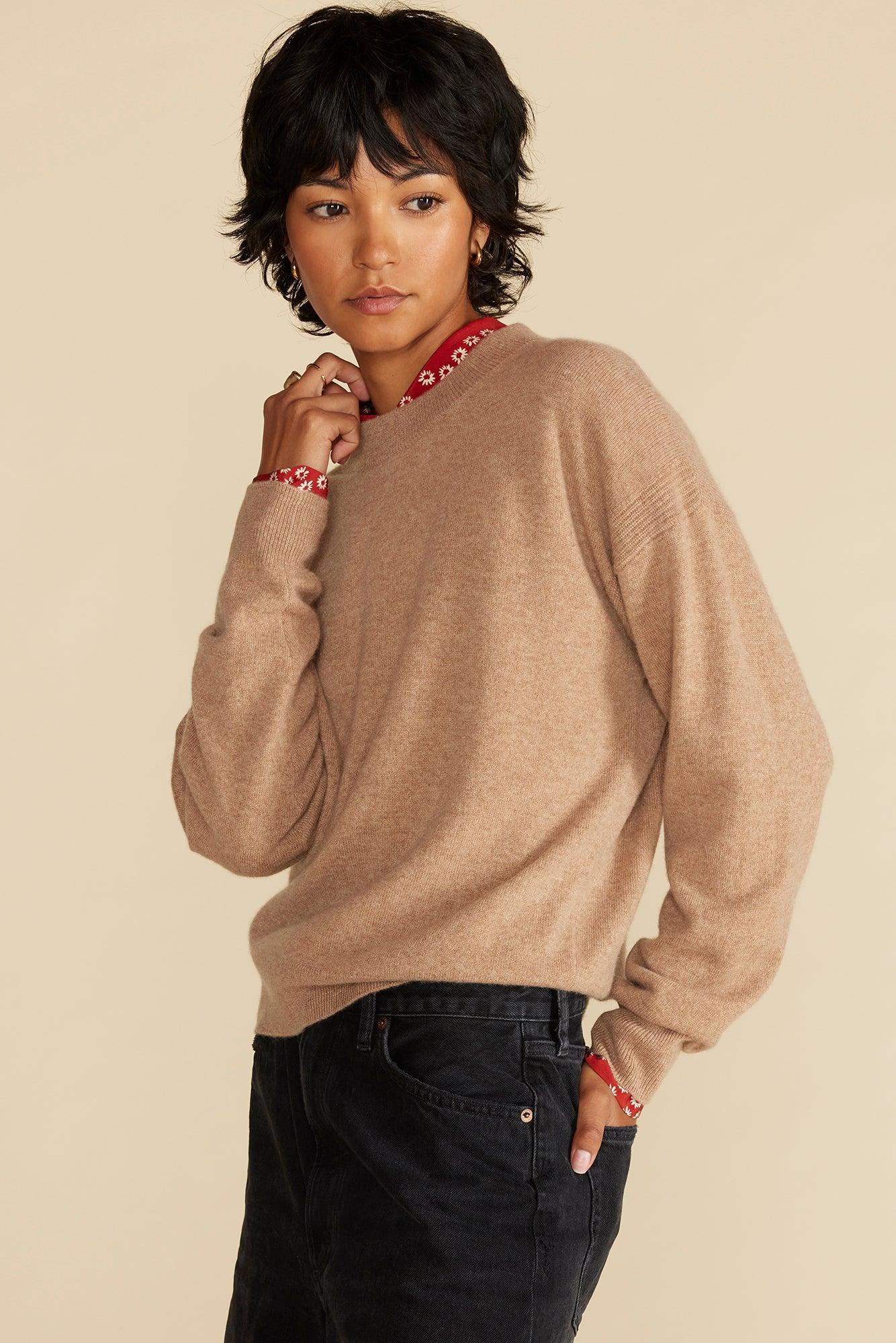 Pearl Cashmere Sweater - Cafe Au Lait Product Image