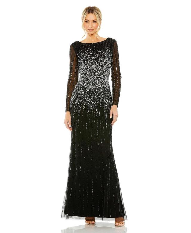 Womens Sequined Fit & Flare Gown Product Image